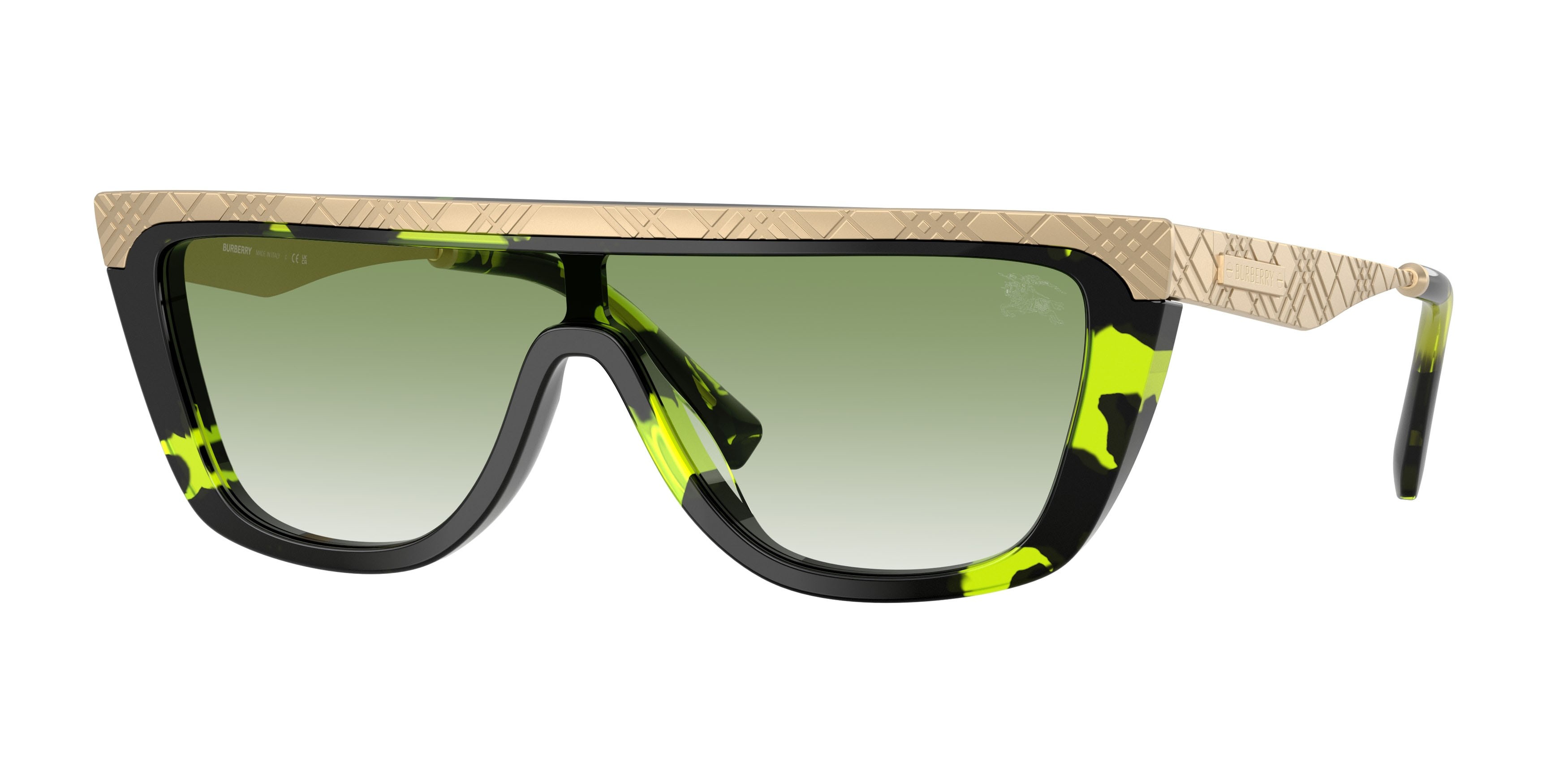 Sunglasses Burberry BE 3174 (13598E) color havana verde shape rectangle lenses trasparente sfumato verde