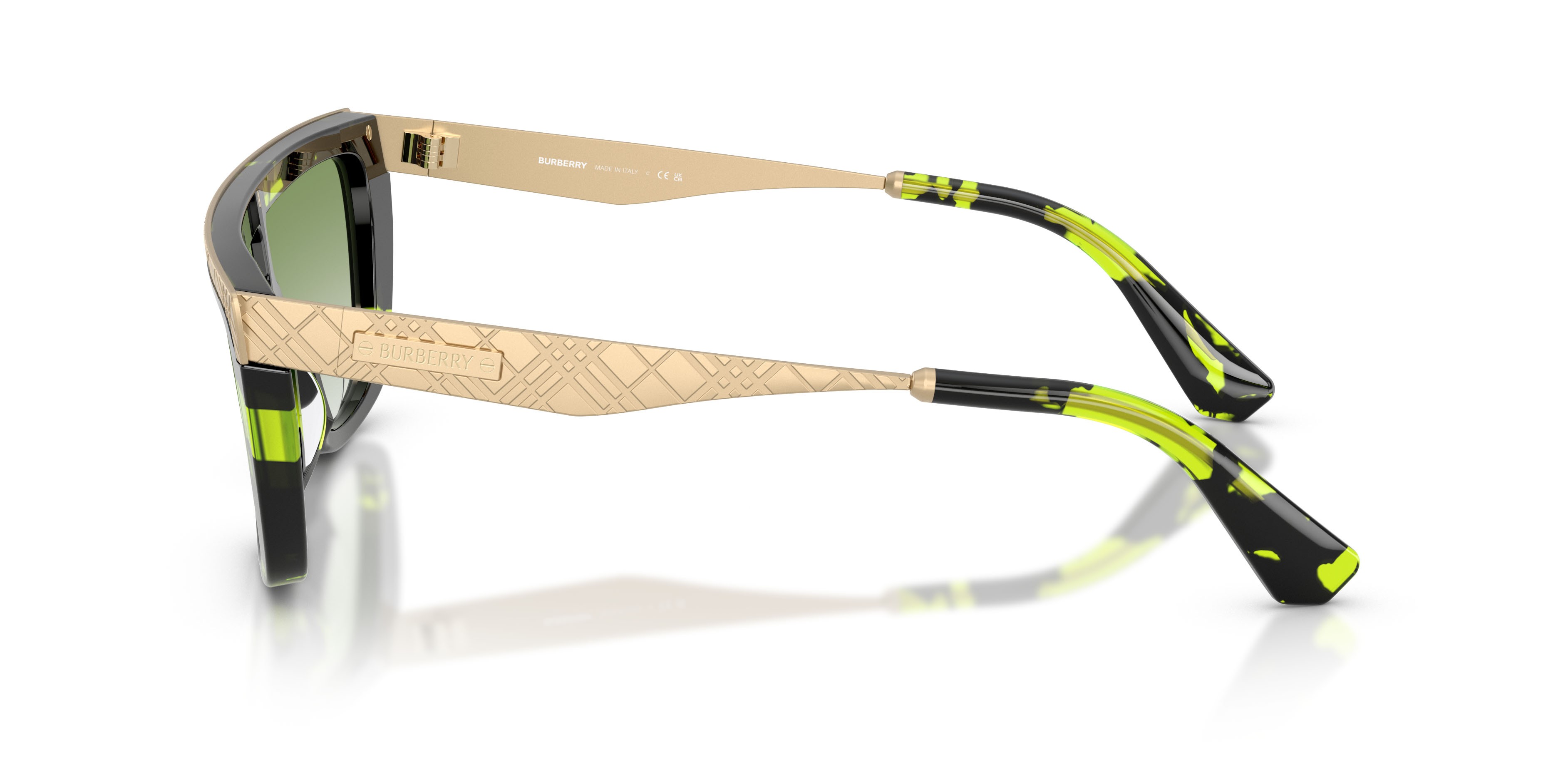 Sunglasses Burberry BE 3174 (13598E) color havana verde shape rectangle lenses trasparente sfumato verde