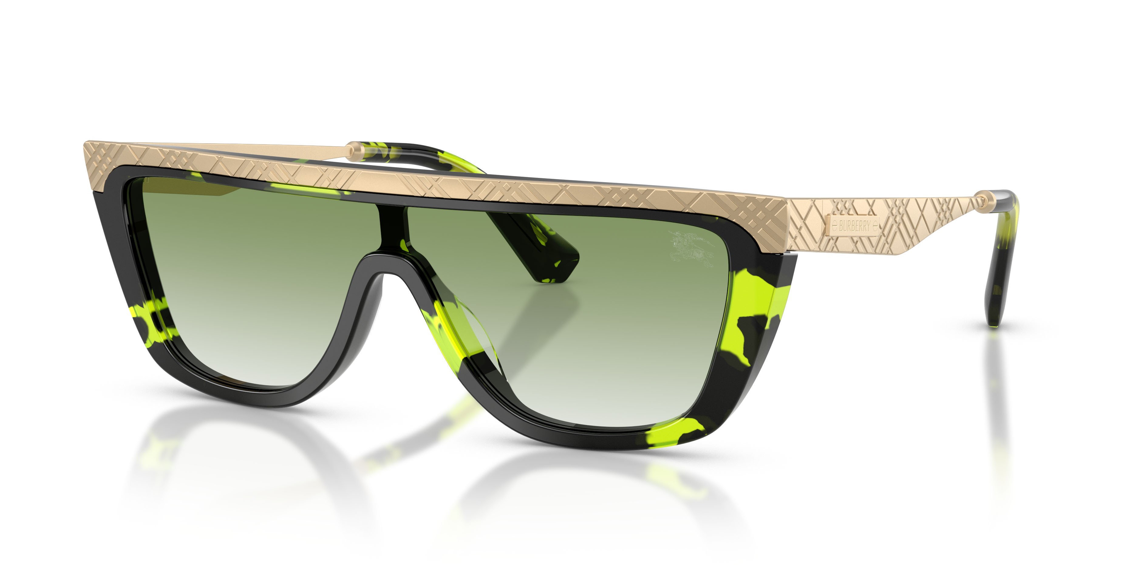 Sunglasses Burberry BE 3174 (13598E) color havana verde shape rectangle lenses trasparente sfumato verde