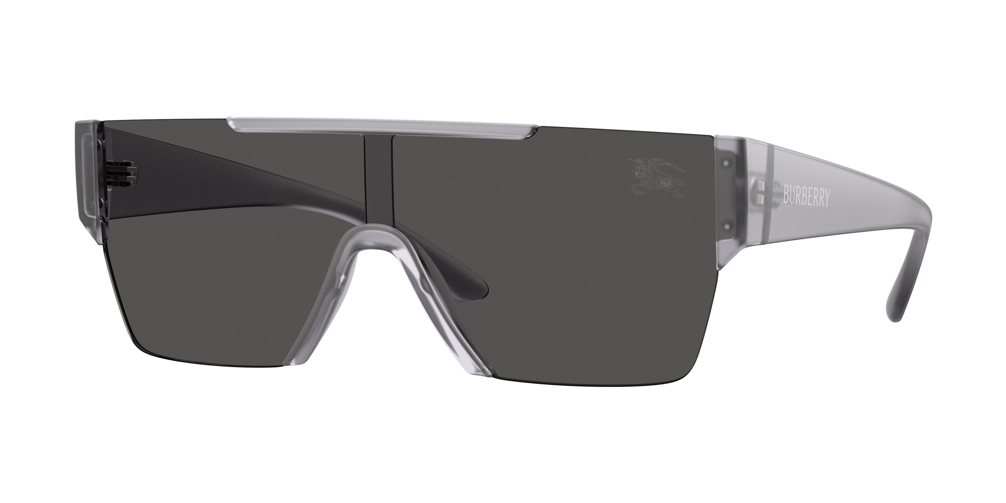Occhiali da sole Burberry BE 4291 (421387) colore transparent matte grey forma rettangolare lenti grigio scuro