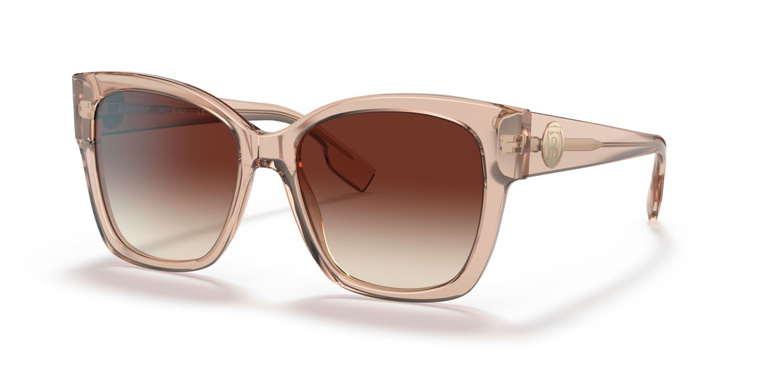 Sonnenbrillen Burberry Ruth BE 4345 (335813) farbe pesca form quadratisch gläser marrone sfumato