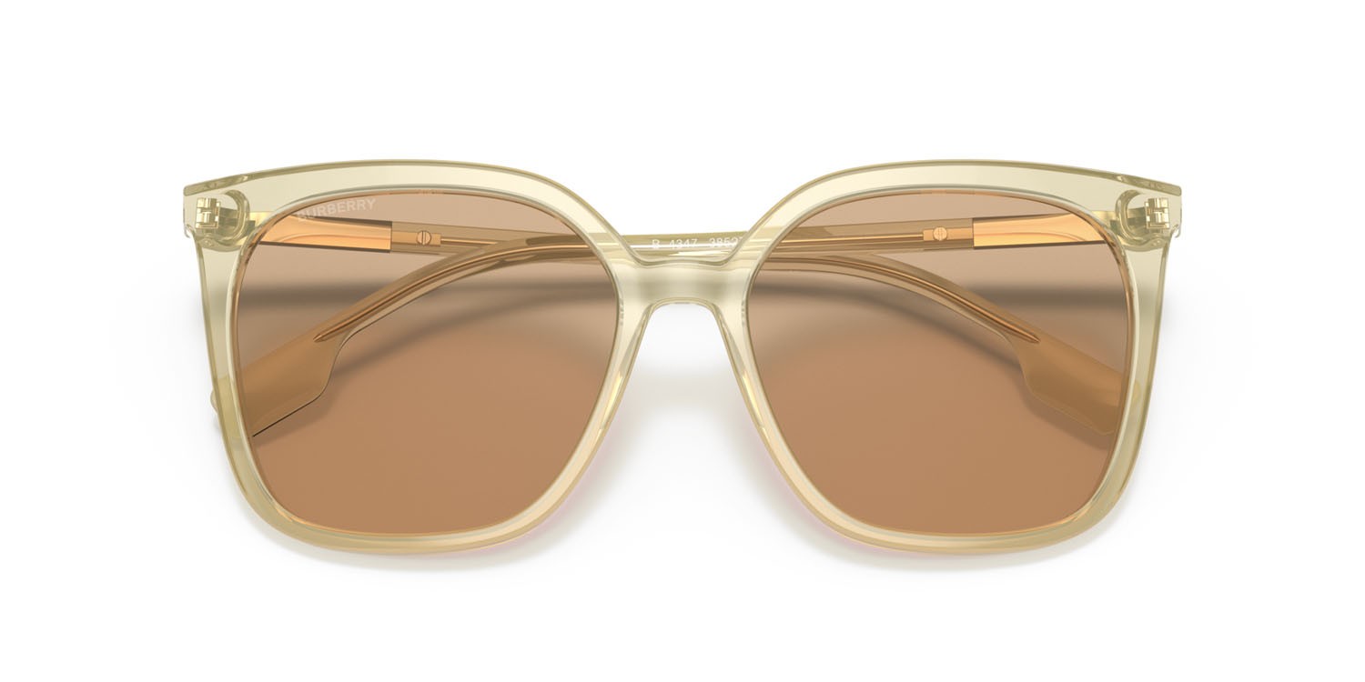 Sonnenbrillen Burberry Emily BE 4347 (385273) farbe giallo form quadratisch gläser marrone chiaro