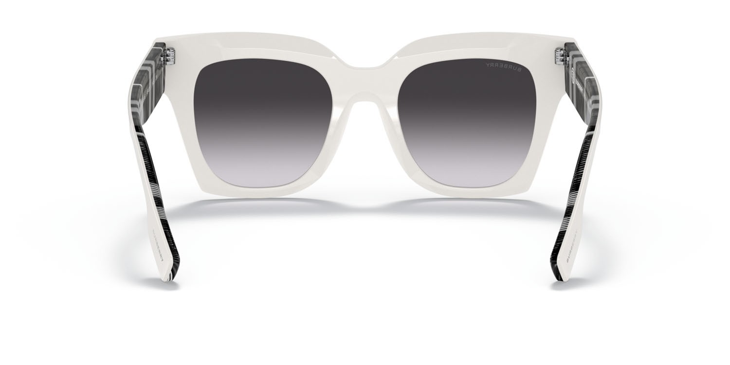 Sonnenbrillen Burberry Kitty BE 4364 (39958G) farbe bianco form quadratisch gläser sfumato grigio