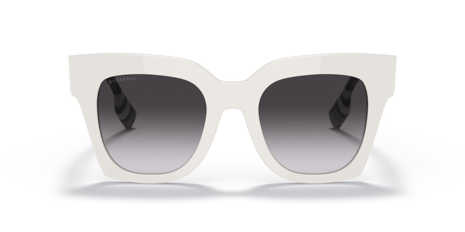 Sonnenbrillen Burberry Kitty BE 4364 (39958G) farbe bianco form quadratisch gläser sfumato grigio