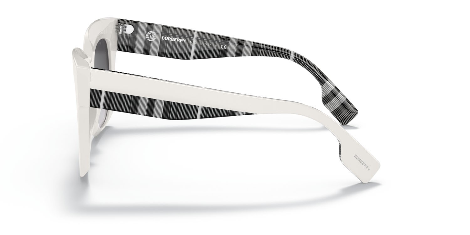 Sonnenbrillen Burberry Kitty BE 4364 (39958G) farbe bianco form quadratisch gläser sfumato grigio