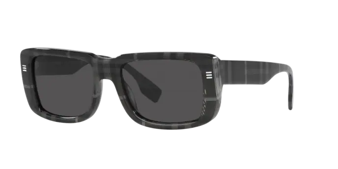Sonnenbrillen Burberry Jarvis BE 4376U (380487) farbe motivo a quadri grigio carbone form rechteckig gläser grigio scuro