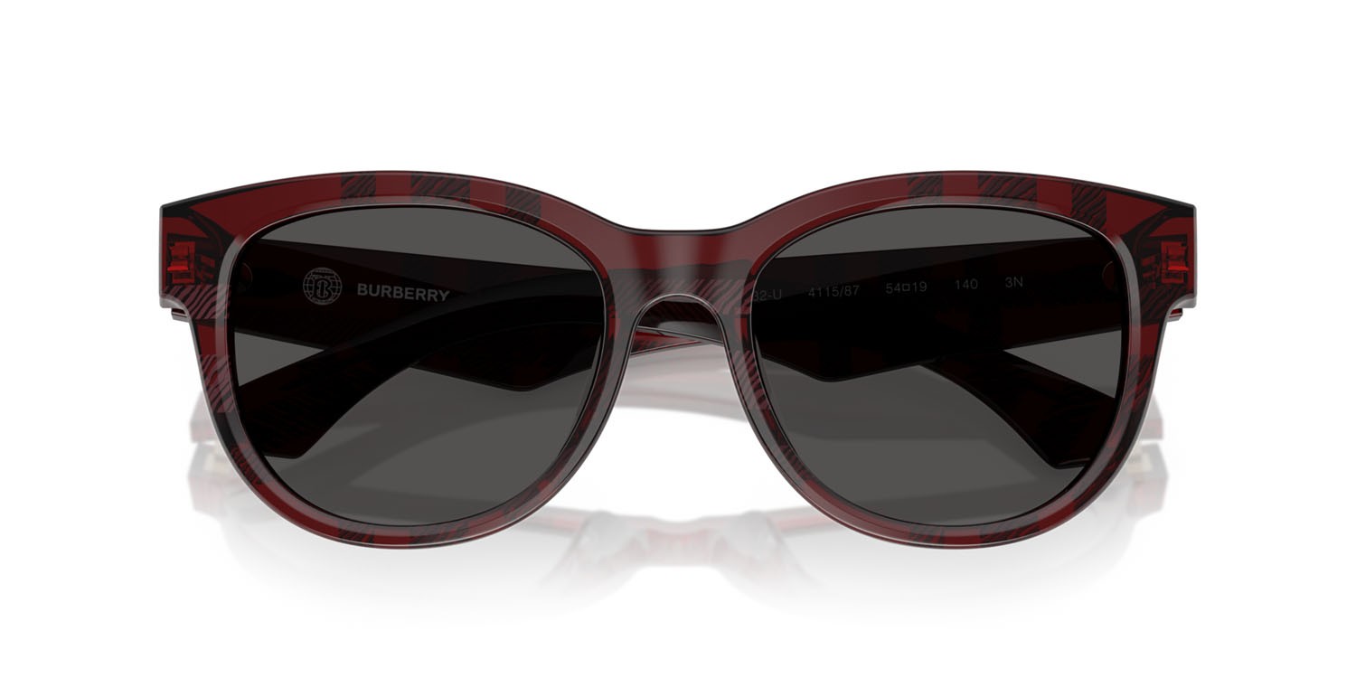 Sunglasses Burberry BE 4432U (411587) color check red shape pantos lenses grigio scuro