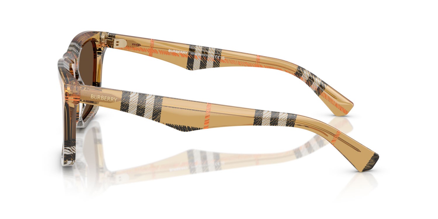Occhiali da sole Burberry BE 4434 (414673) colore sabbia a scacchi forma quadrato lenti marrone scuro