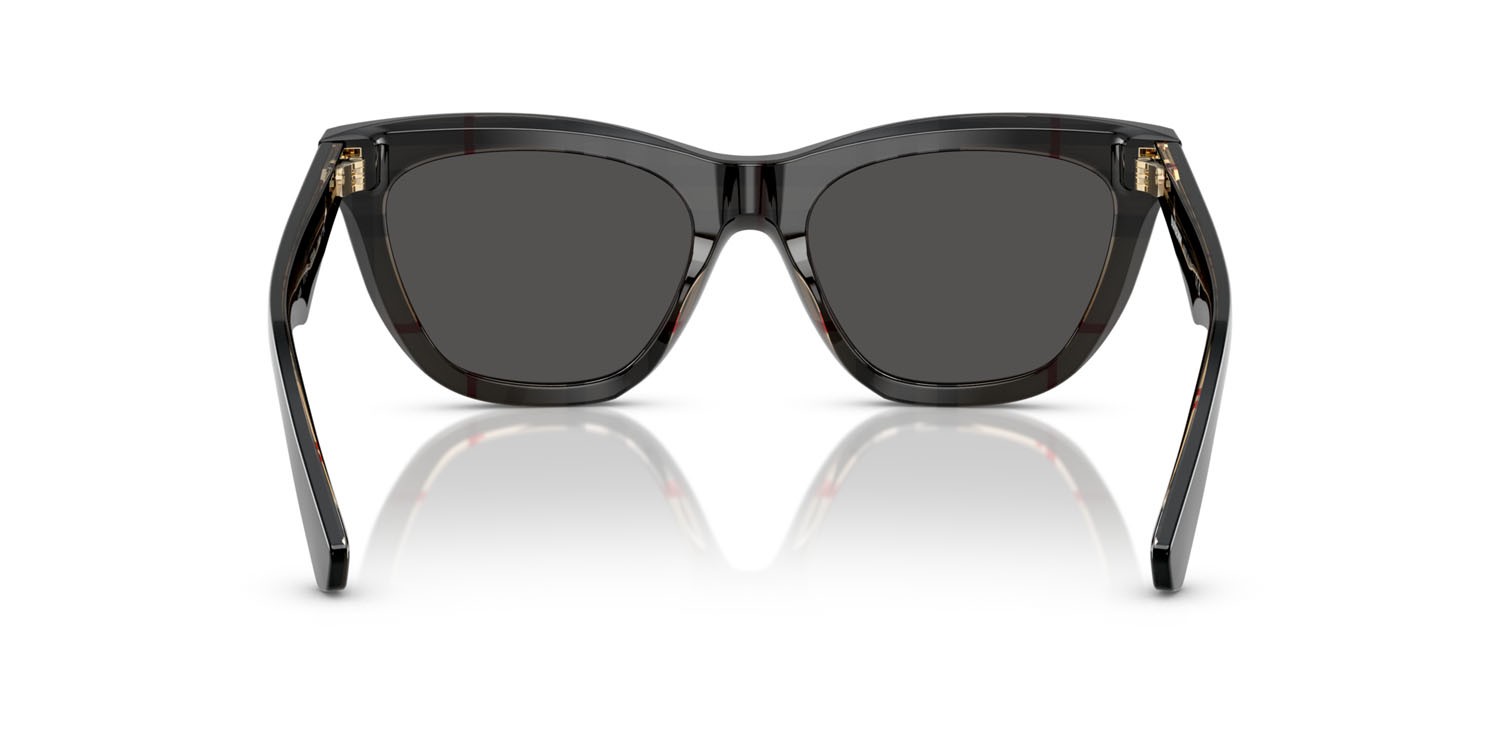 Sunglasses Burberry BE 4435 (412187) color top nero su motivo a quadri vintage shape cat eye lenses grigio scuro