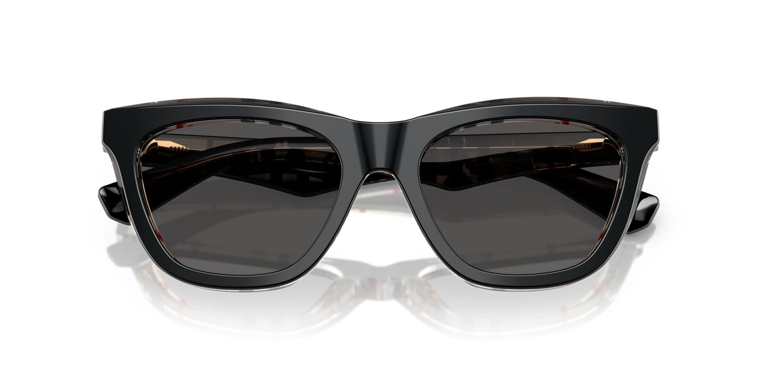 Sunglasses Burberry BE 4435 (412187) color top nero su motivo a quadri vintage shape cat eye lenses grigio scuro