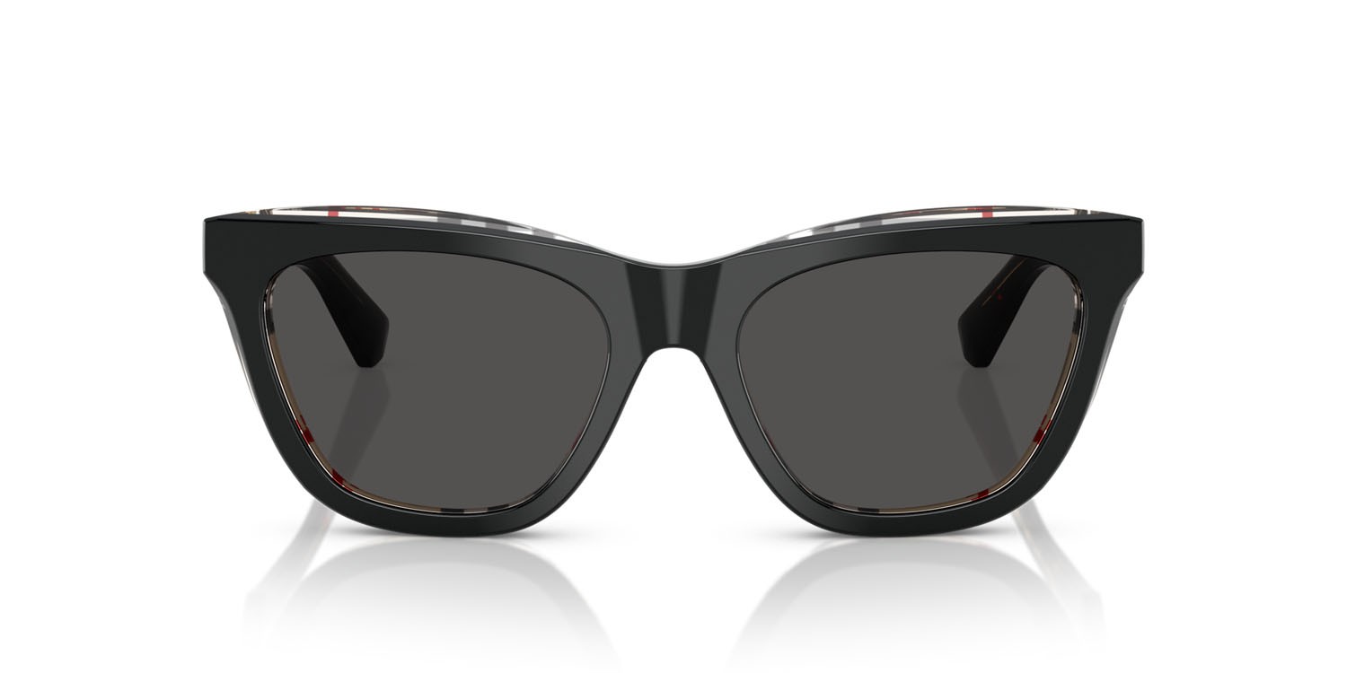 Sunglasses Burberry BE 4435 (412187) color top nero su motivo a quadri vintage shape cat eye lenses grigio scuro