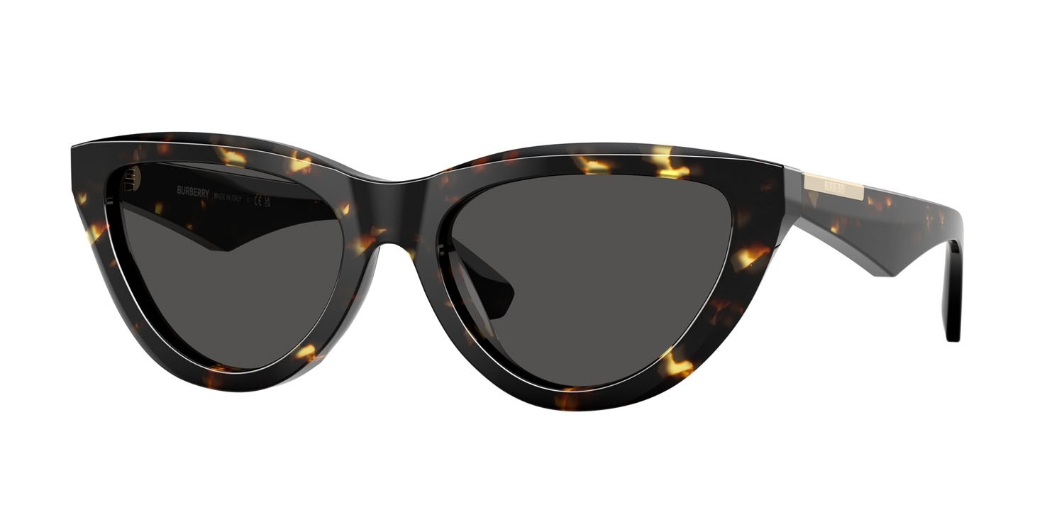 Sonnenbrillen Burberry BE 4436U (410687) farbe havana giallo form cat-eye gläser grigio scuro