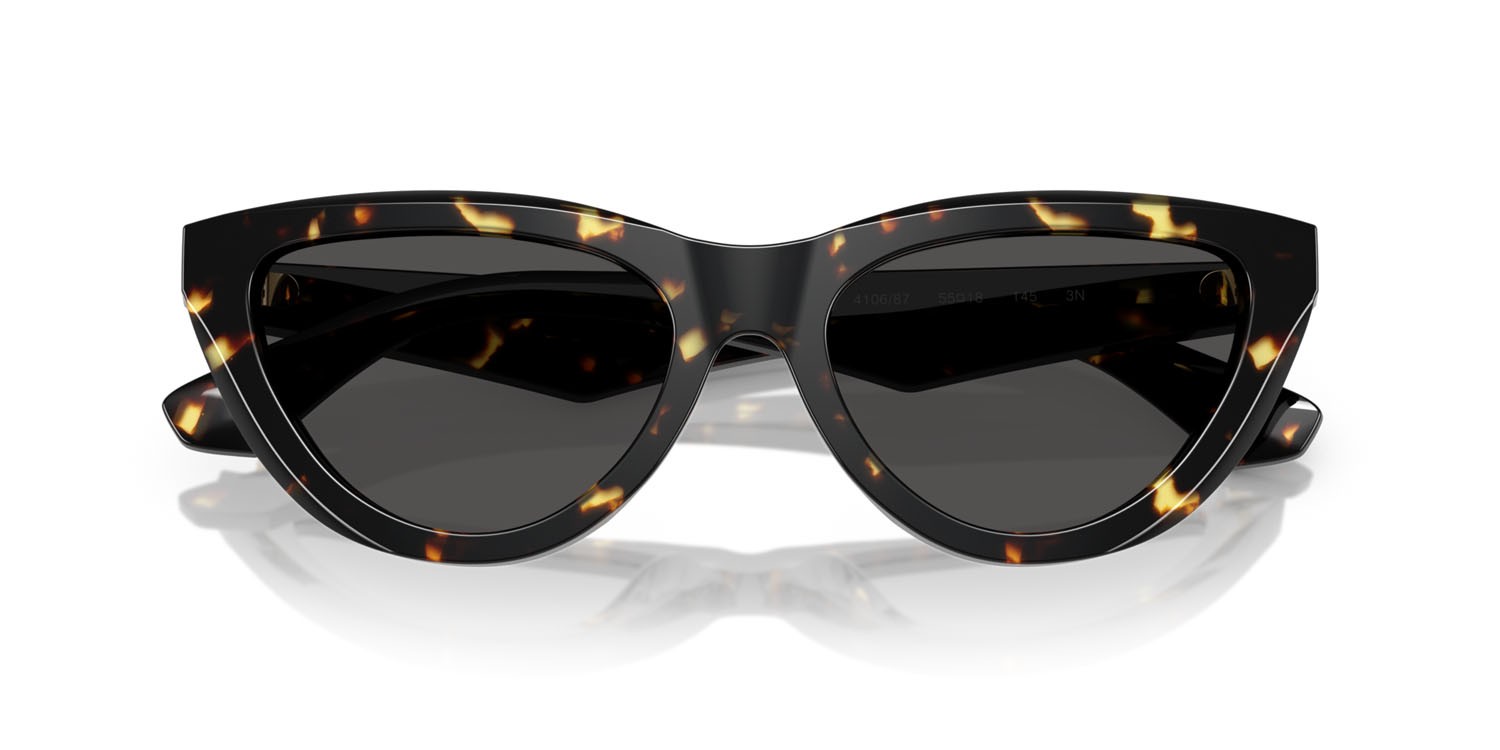 Sonnenbrillen Burberry BE 4436U (410687) farbe havana giallo form cat-eye gläser grigio scuro