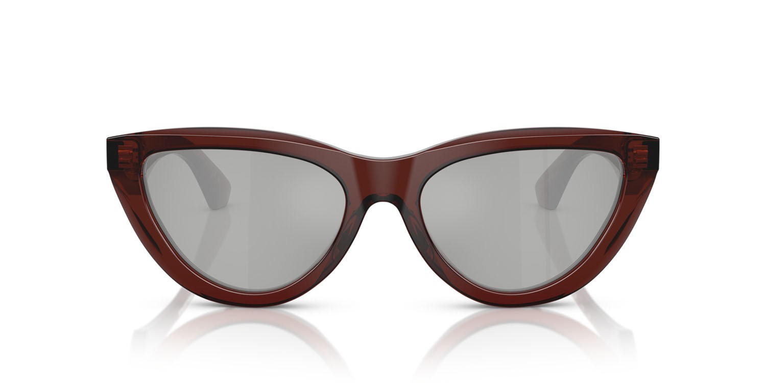 Occhiali da sole Burberry BE 4436U (41448V) colore marrone forma cat eye lenti trasparente specchiato silver 80