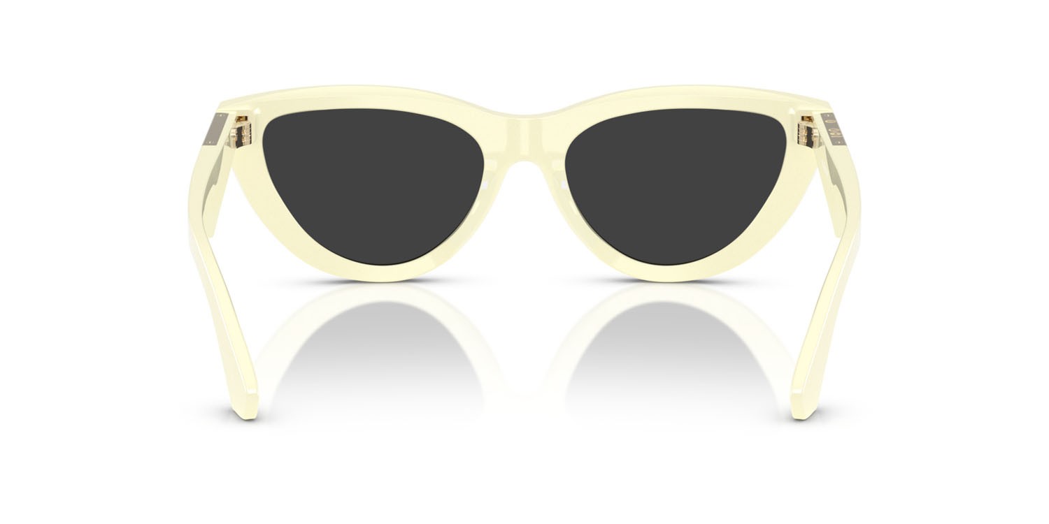 Occhiali da sole Burberry BE 4436U (41456G) colore giallo forma cat eye lenti grigio argento specchiato