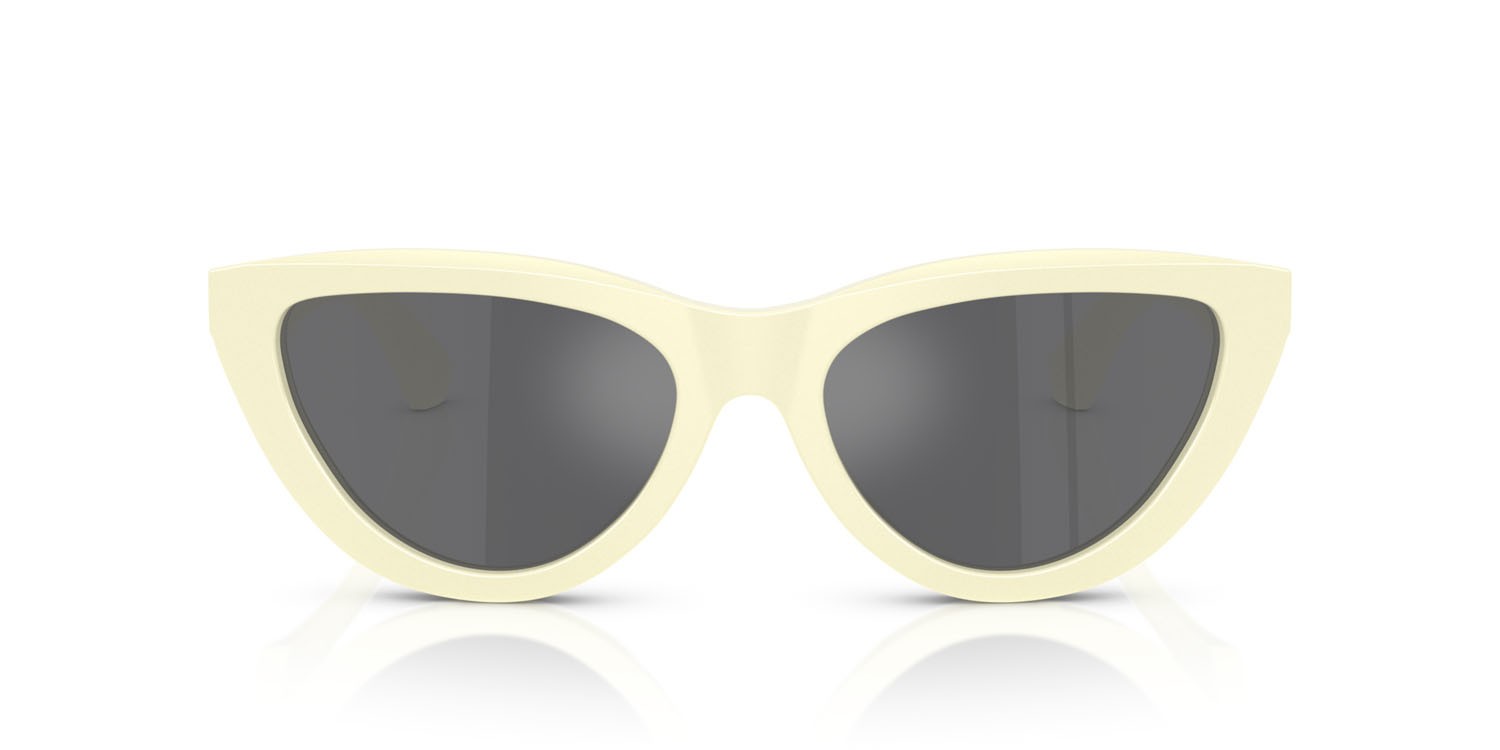 Occhiali da sole Burberry BE 4436U (41456G) colore giallo forma cat eye lenti grigio argento specchiato