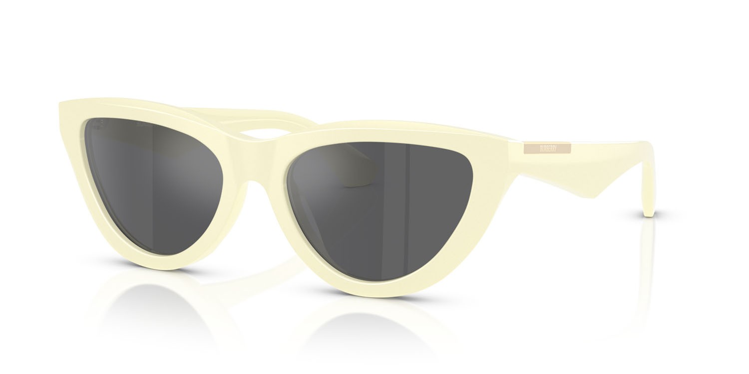 Occhiali da sole Burberry BE 4436U (41456G) colore giallo forma cat eye lenti grigio argento specchiato