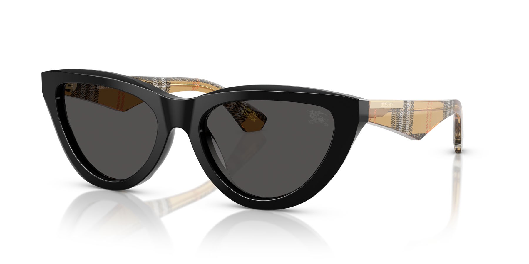 Occhiali da sole Burberry BE 4436U (418887) colore nero forma cat eye lenti grigio scuro
