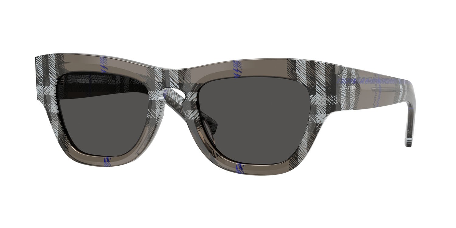 Occhiali da sole Burberry BE 4440U (414787) colore lichen check forma irregolare lenti grigio scuro