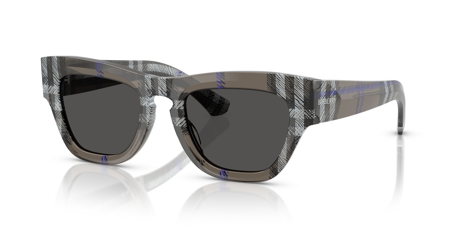 Occhiali da sole Burberry BE 4440U (414787) colore lichen check forma irregolare lenti grigio scuro
