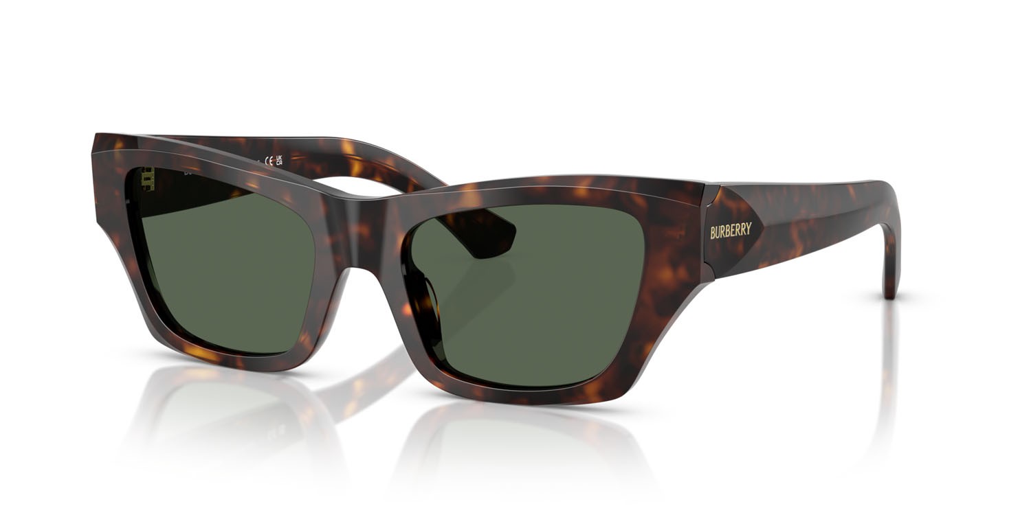 Sunglasses Burberry BE 4441U (300271) color havana scuro shape cat eye lenses verde scuro
