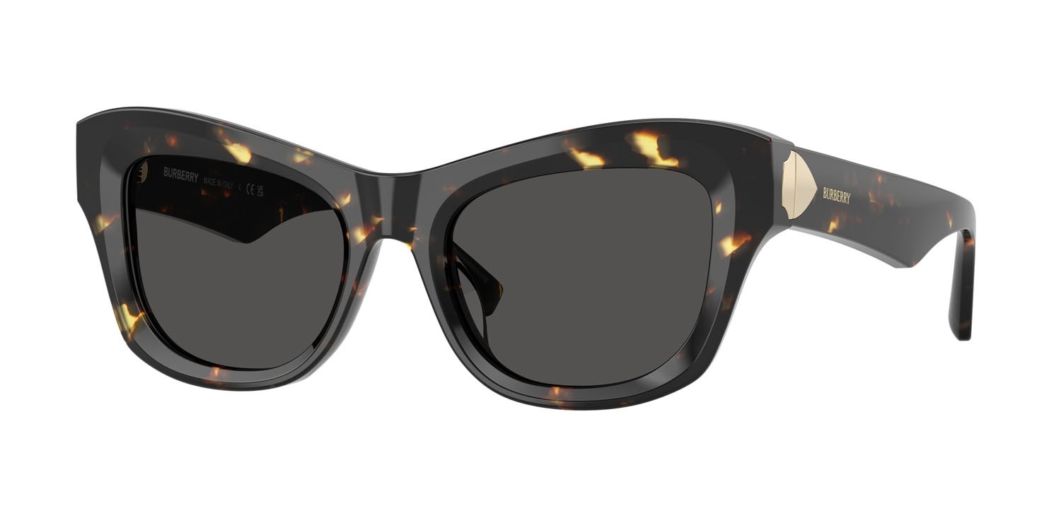 Occhiali da sole Burberry BE 4442U (410687) colore havana giallo forma cat eye lenti grigio scuro