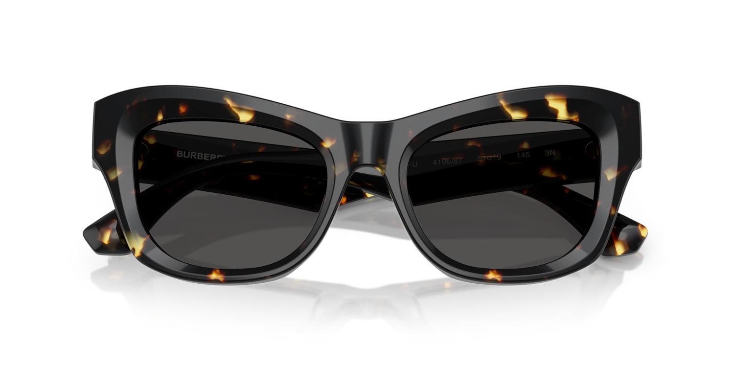 Occhiali da sole Burberry BE 4442U (410687) colore havana giallo forma cat eye lenti grigio scuro