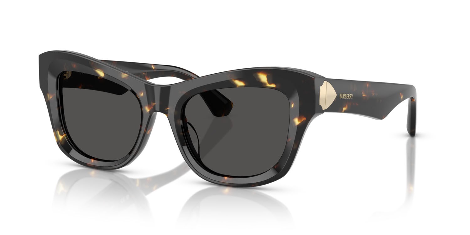 Occhiali da sole Burberry BE 4442U (410687) colore havana giallo forma cat eye lenti grigio scuro