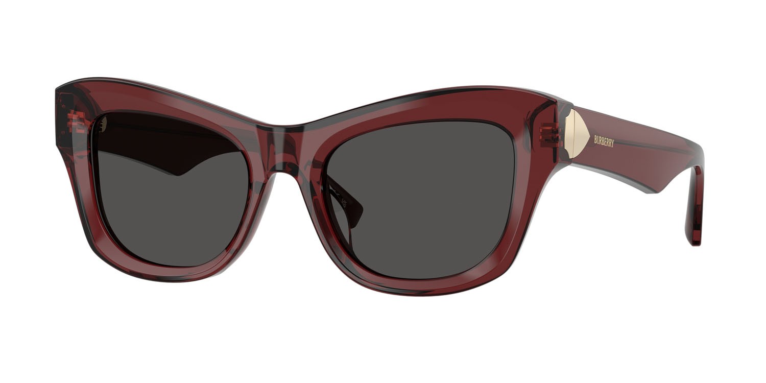 Occhiali da sole Burberry BE 4442U (412887) colore bordeaux forma cat eye lenti grigio scuro