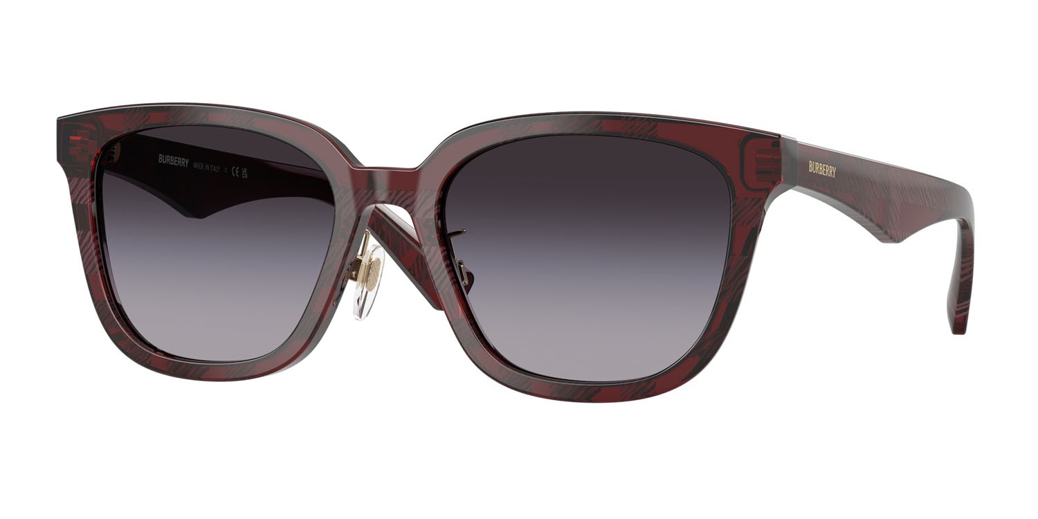Occhiali da sole Burberry BE 4446D (41158G) colore check red forma quadrato lenti sfumato grigio