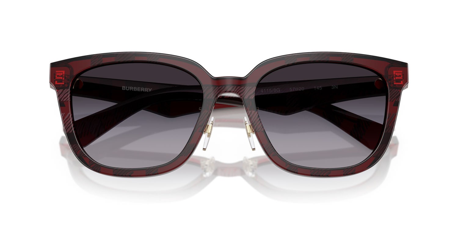 Occhiali da sole Burberry BE 4446D (41158G) colore check red forma quadrato lenti sfumato grigio