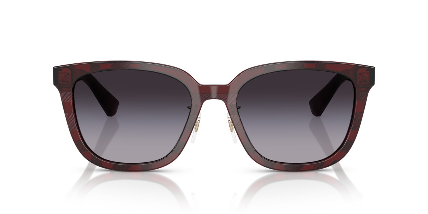 Occhiali da sole Burberry BE 4446D (41158G) colore check red forma quadrato lenti sfumato grigio