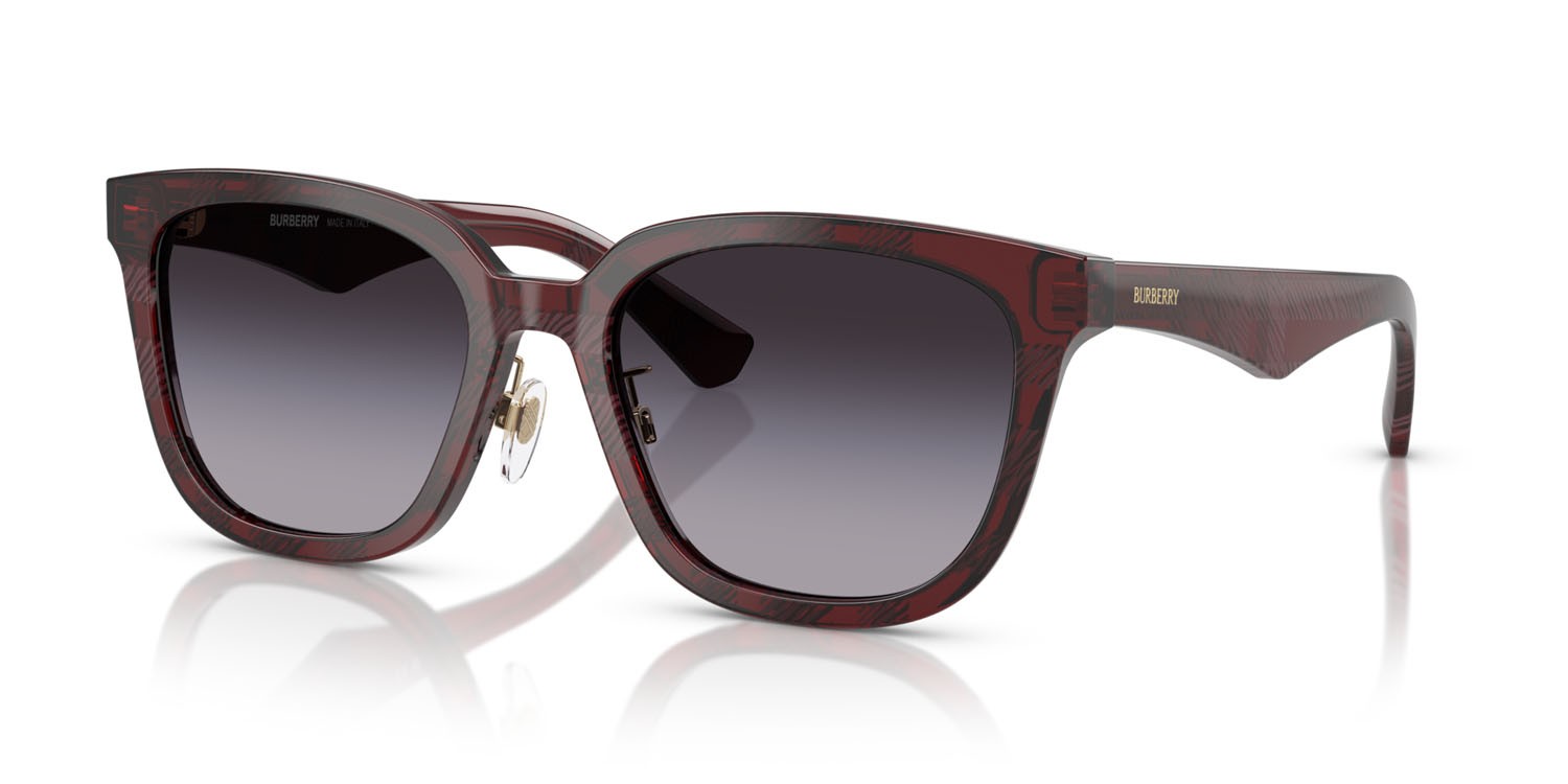 Occhiali da sole Burberry BE 4446D (41158G) colore check red forma quadrato lenti sfumato grigio