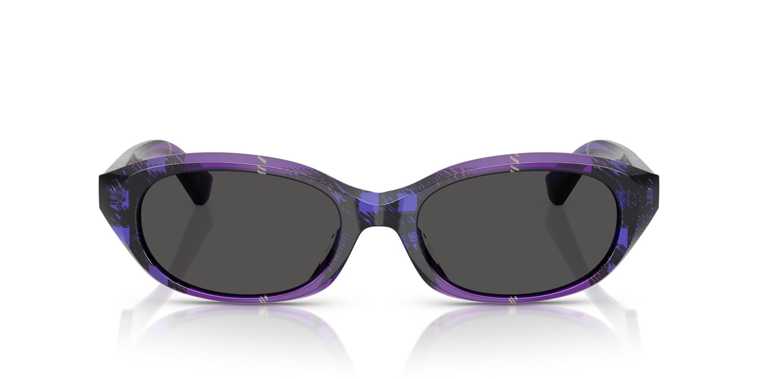 Sunglasses Burberry BE 4447D (411387) color check violet shape oval lenses grigio scuro