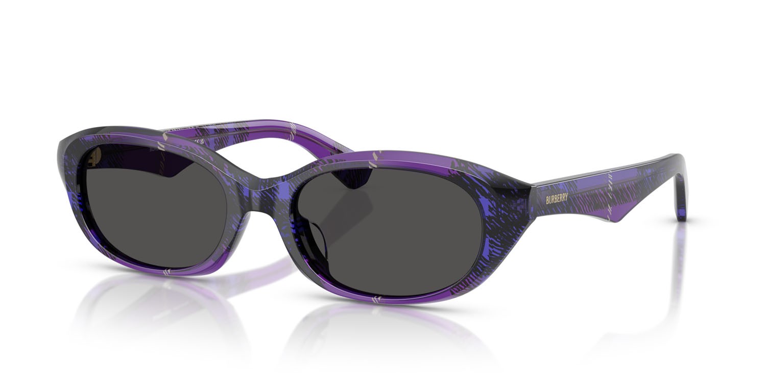 Sunglasses Burberry BE 4447D (411387) color check violet shape oval lenses grigio scuro