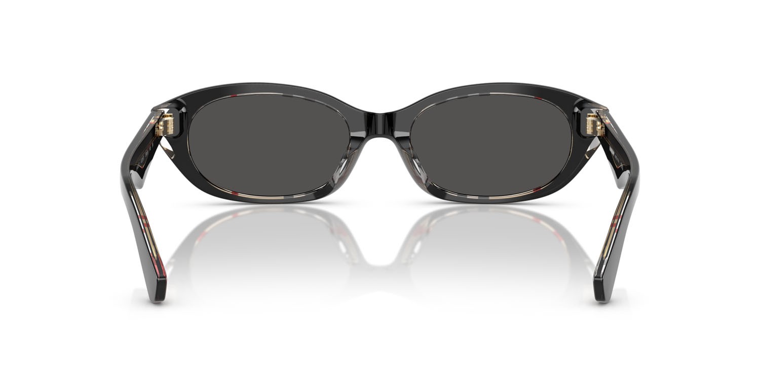 Sunglasses Burberry BE 4447D (412187) color top nero/motivo a quadri vintage shape oval lenses grigio scuro