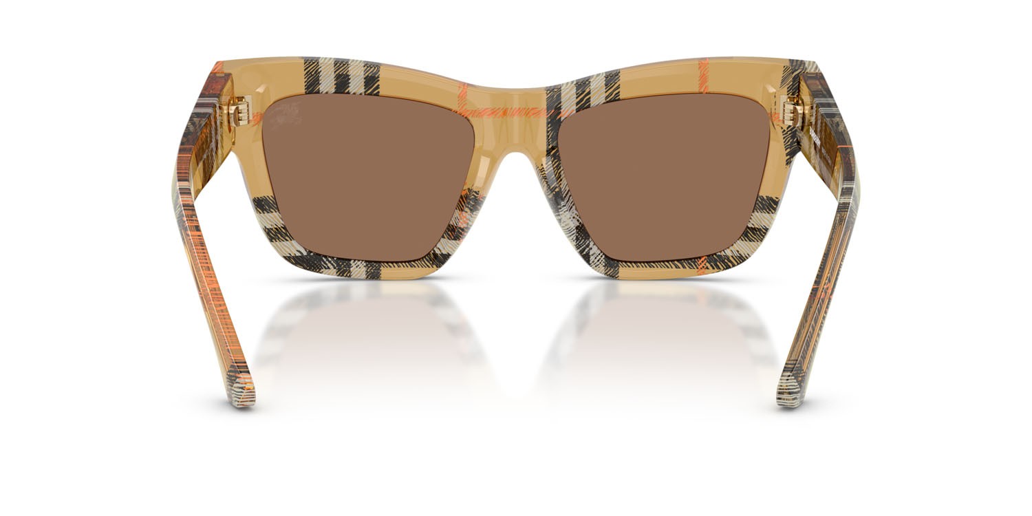 Sunglasses Burberry BE 4449 (414673) color sabbia a scacchi shape square lenses marrone scuro