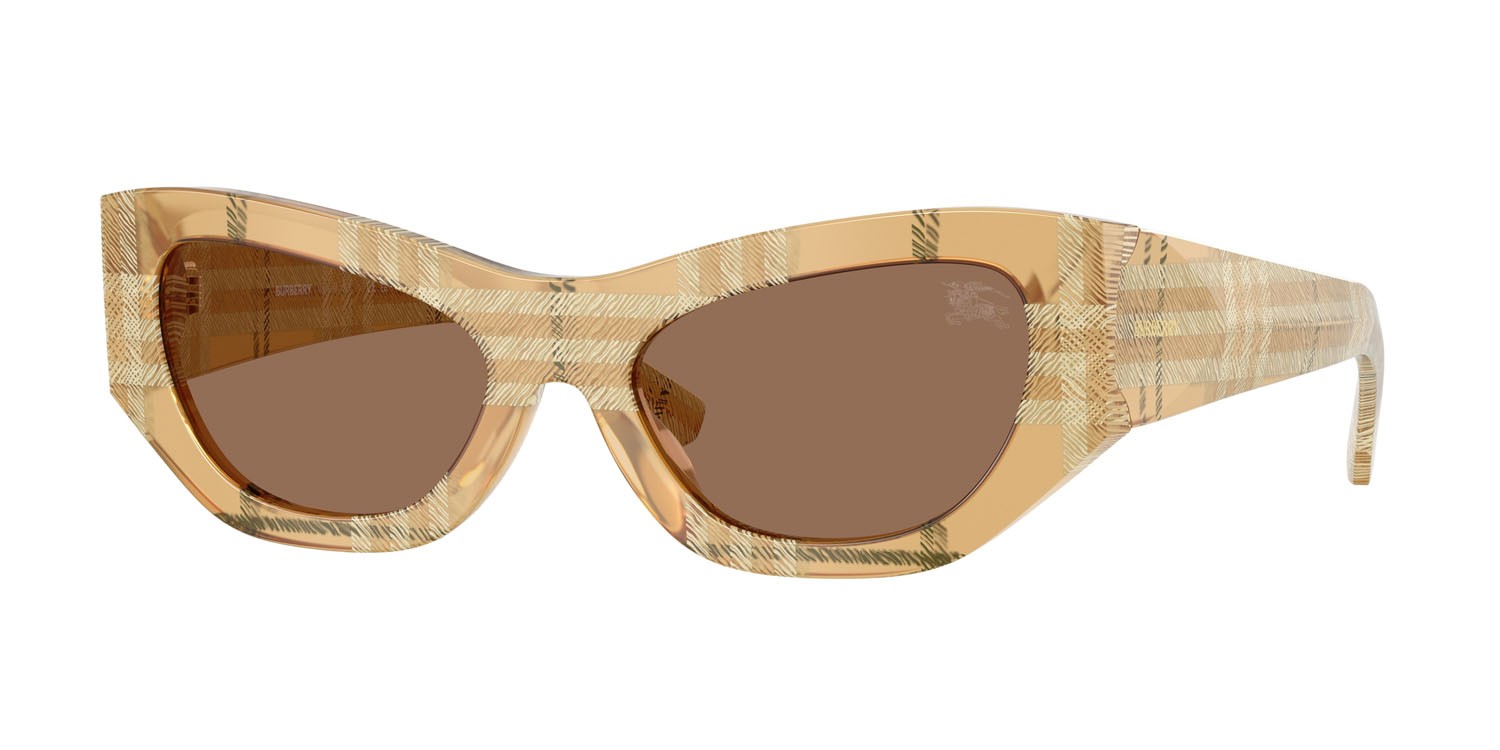 Sunglasses Burberry BE 4450U (415773) color beige a quadri shape cat eye lenses marrone scuro