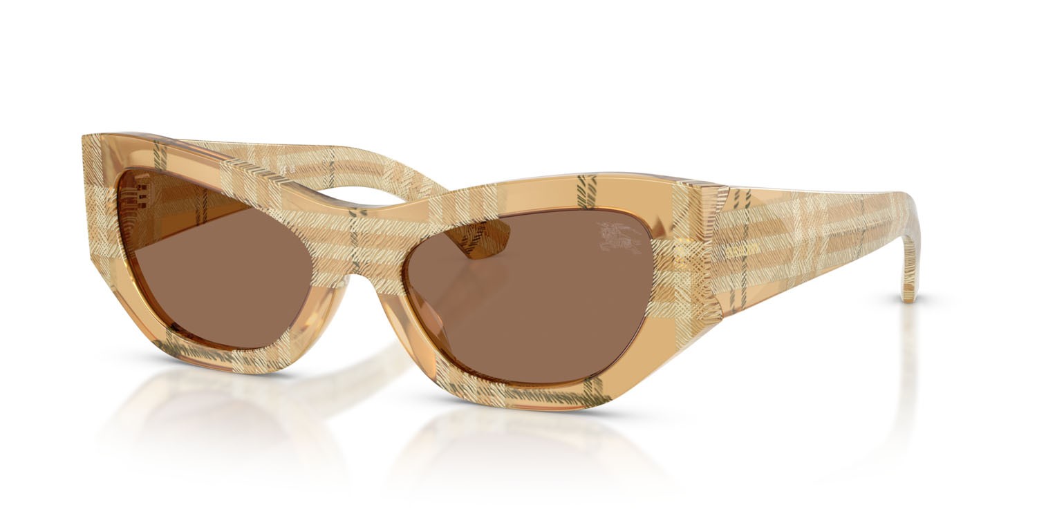 Sunglasses Burberry BE 4450U (415773) color beige a quadri shape cat eye lenses marrone scuro