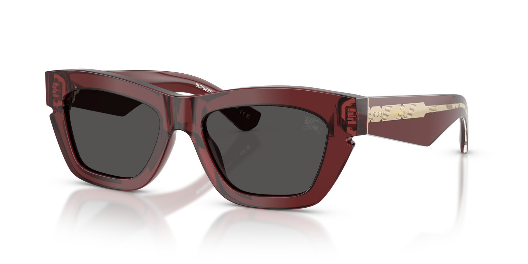Sunglasses Burberry BE 4454 (412887) color bordeaux shape cat eye lenses grigio scuro