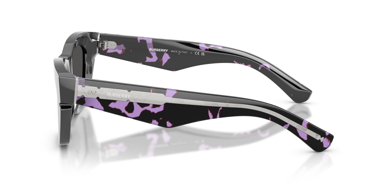 Sunglasses Burberry BE 4454 (415987) color havana violetto shape cat eye lenses grigio scuro