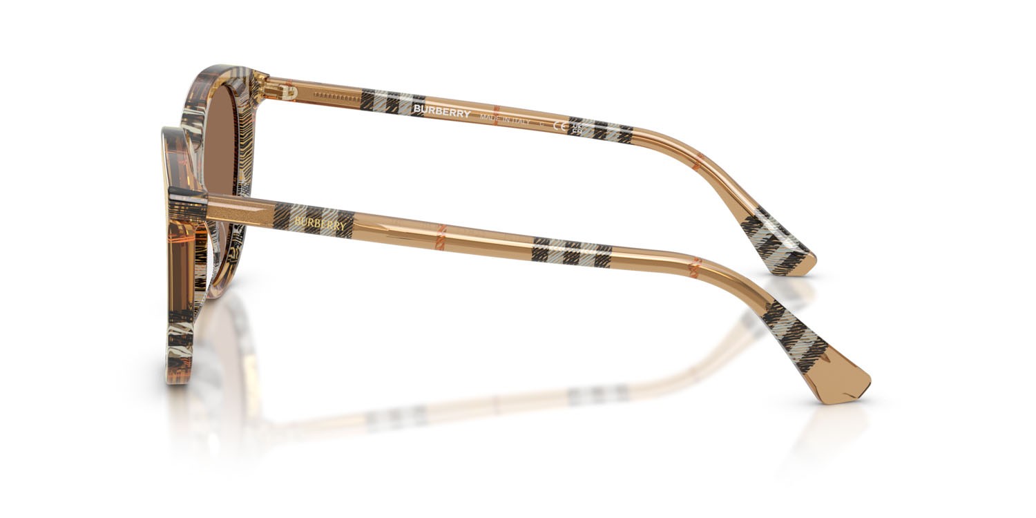 Sunglasses Burberry BE 4455 (416373) color sabbia a scacchi shape pantos lenses marrone scuro
