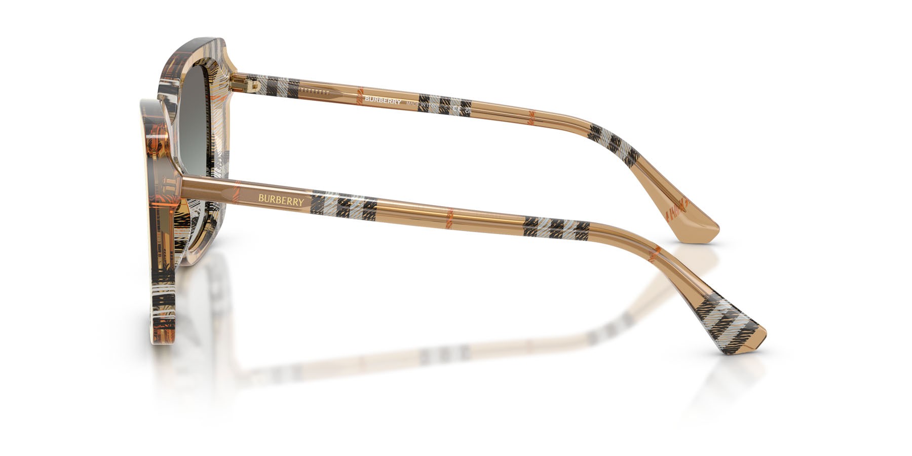Sunglasses Burberry BE 4456 (416311) color sabbia a scacchi shape square lenses sfumato grigio