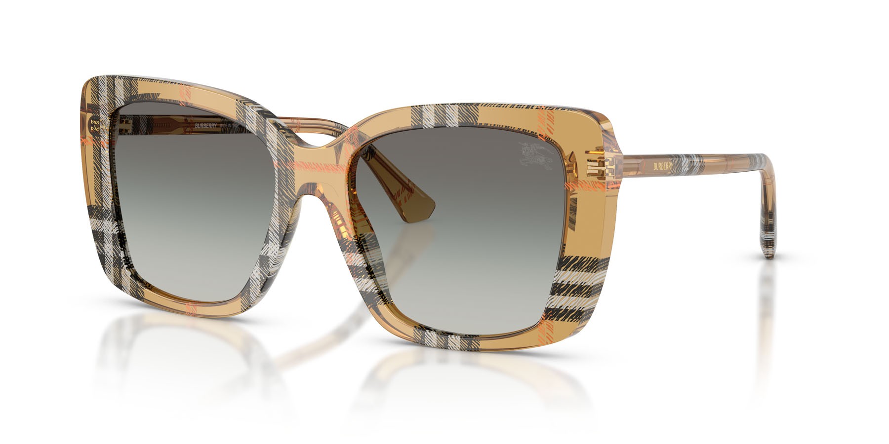 Sunglasses Burberry BE 4456 (416311) color sabbia a scacchi shape square lenses sfumato grigio