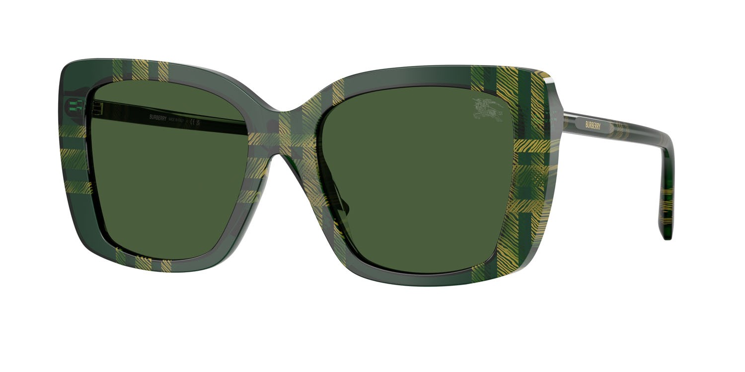 Sunglasses Burberry BE 4456 (416971) color motivo a quadri verde shape square lenses verde scuro