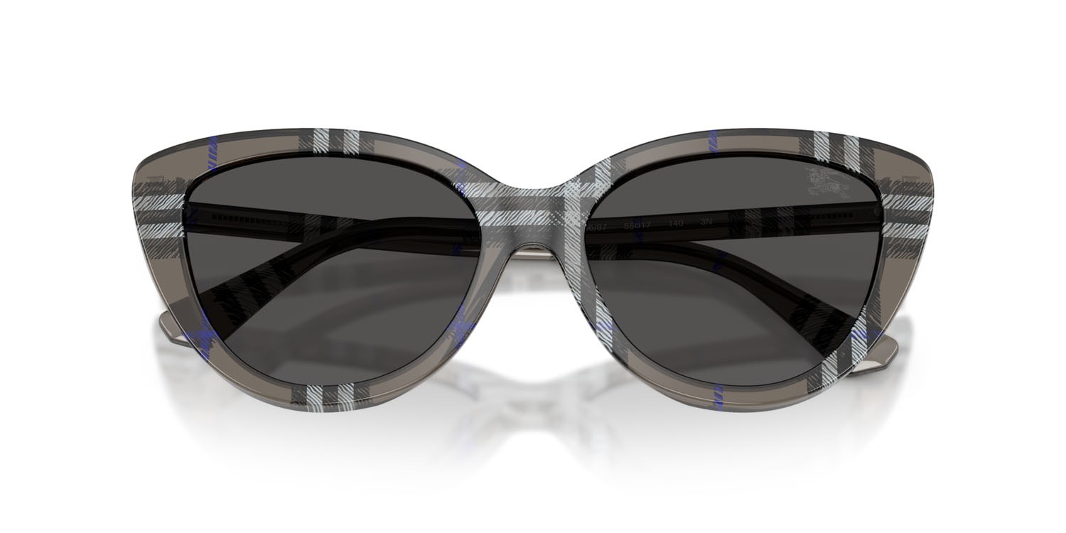Sunglasses Burberry BE 4457 (416687) color lichen check shape cat eye lenses grigio scuro