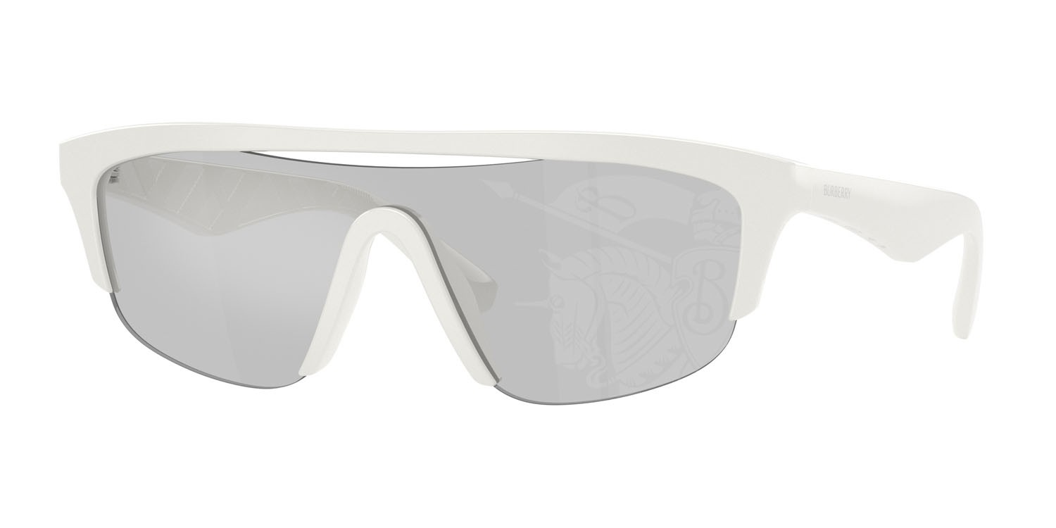 Occhiali da sole Burberry BE 4460U (417269) colore bianco forma rettangolare lenti grigio tampo chiaro argento a specchio