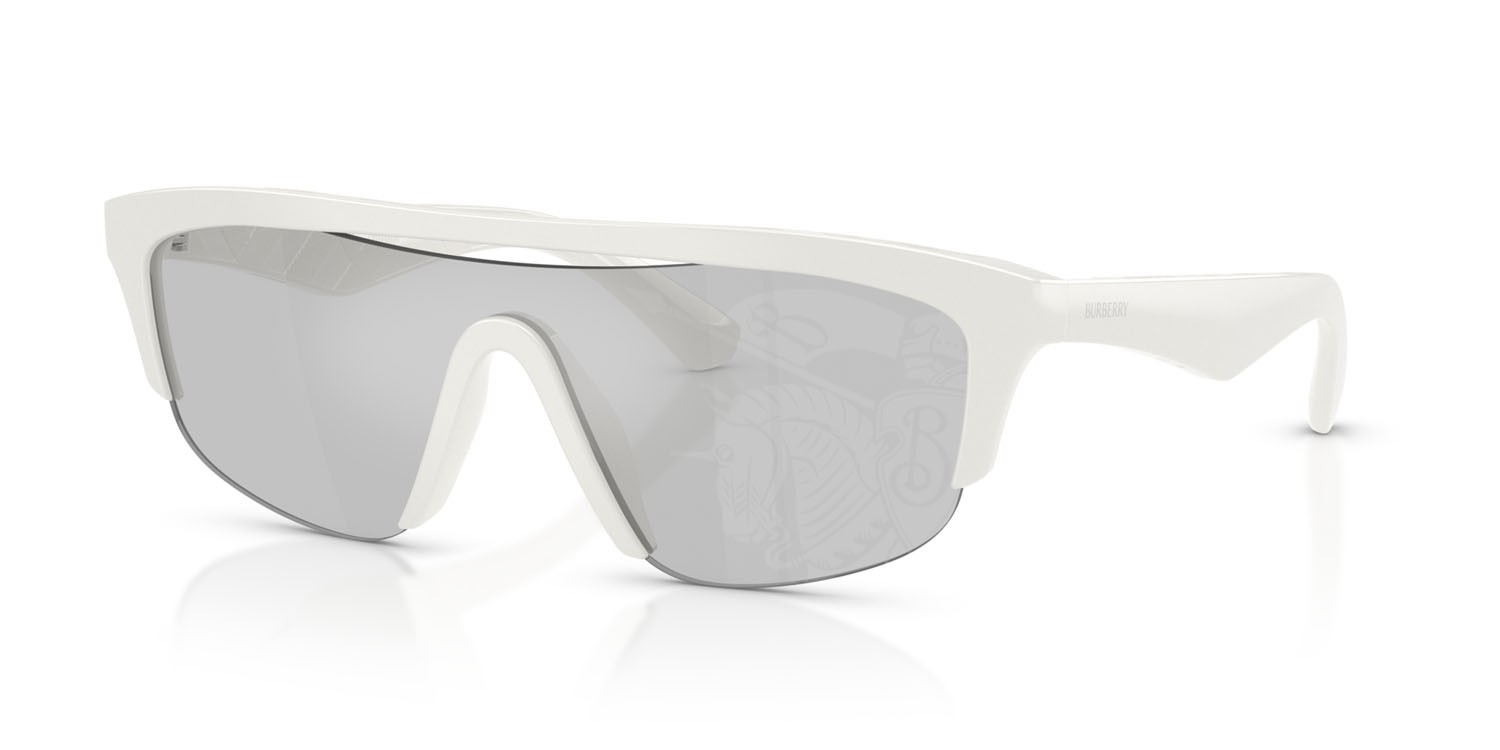 Occhiali da sole Burberry BE 4460U (417269) colore bianco forma rettangolare lenti grigio tampo chiaro argento a specchio