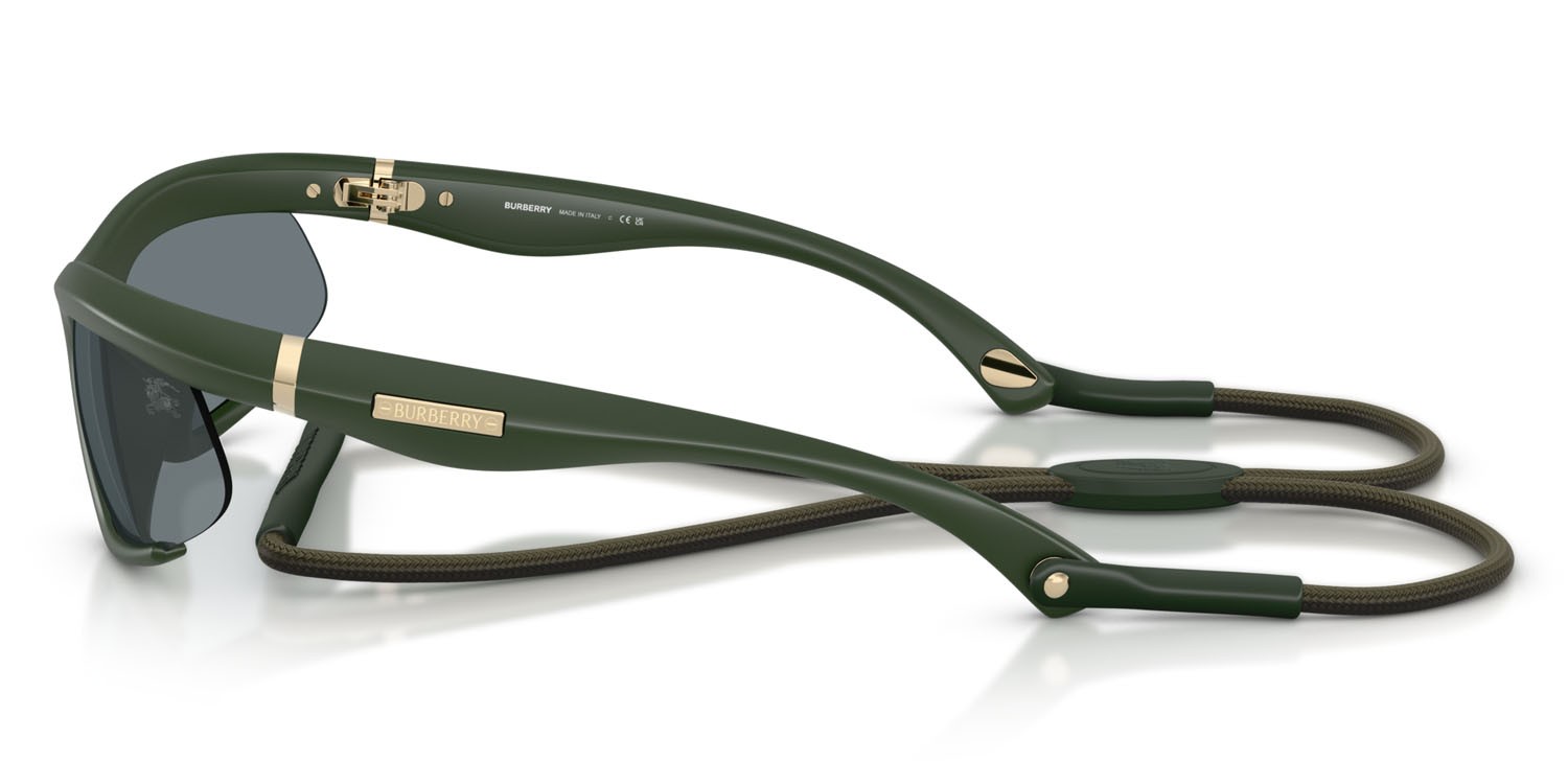 Occhiali da sole Burberry BE 4462 (41556G) colore verde effetto gommato forma irregolare lenti grigio nero specchiato