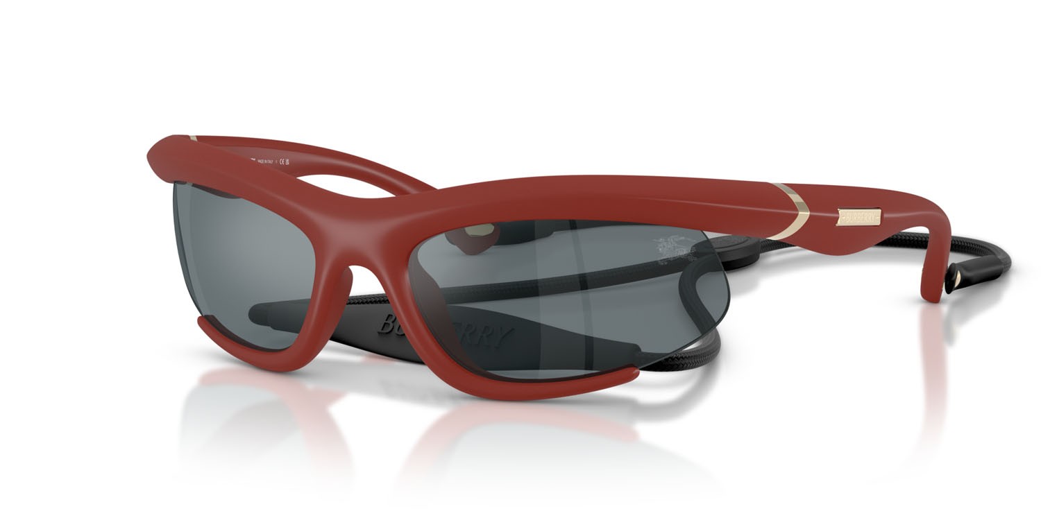 Sonnenbrillen Burberry BE 4462 (41566G) farbe bordeaux effetto gommato form unregelmäßig gläser grigio nero specchiato